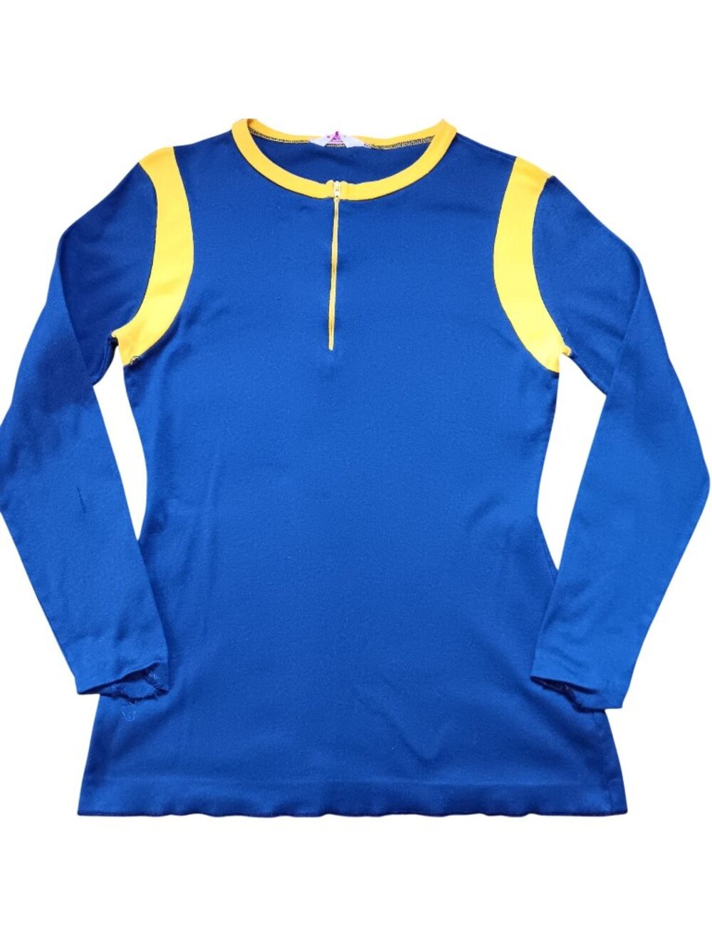 True Vintage Womens T-shirt Medium Ringer Zip neck Top Pullover Fritzi 1970's